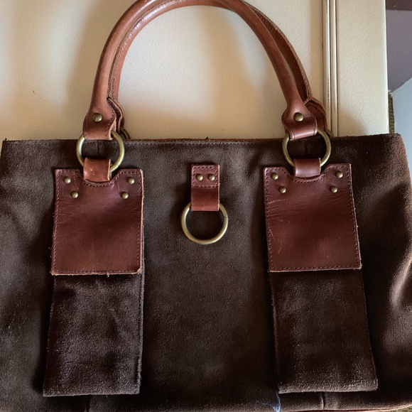 Sundance brown suede & leather boho/western style handbag - Picture 1 of 6